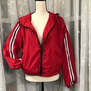 Garage  red windbreaker striped sleeves SZ L